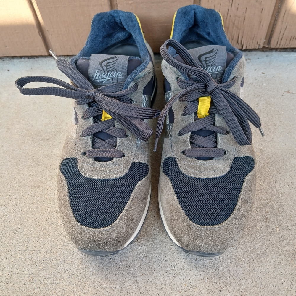 Hogan Men's Gray and Yellow Sneakers